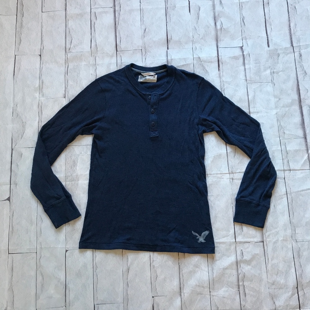 American Eagle | Men's Size S | Blue Henley LS